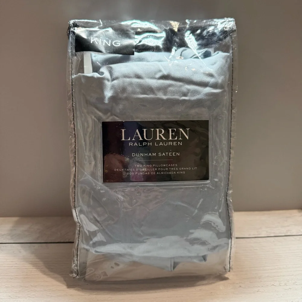Lauren Ralph Lauren Dunham Sateen King Pillowcases Celestial Blue New Open Box